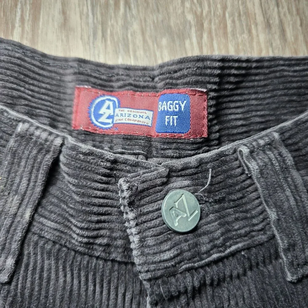 Vintage Arizona Jean Co Corduroy Pants Mens 28x30 Baggy Fit Black 1999 Grunge